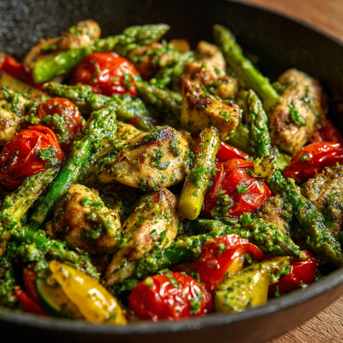 One Pan Pesto Chicken and Vegetables: Easy, Healthy, and Flavorful Dinner