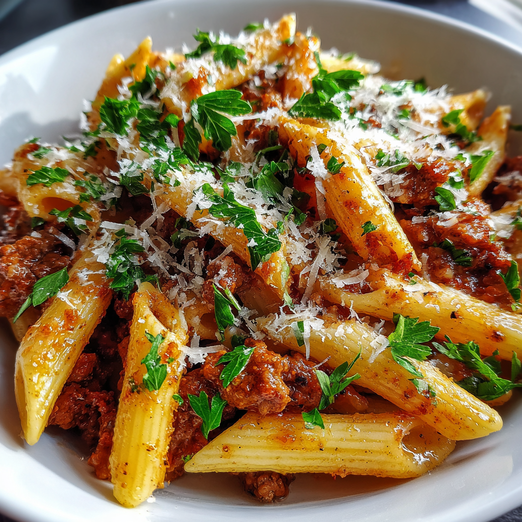 Penne Pasta with Meat Sauce (Budget-Friendly): A Hearty, Delicious Dinner for Less