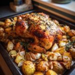 Garlic Butter Roast Chicken with Crispy Potatoes
