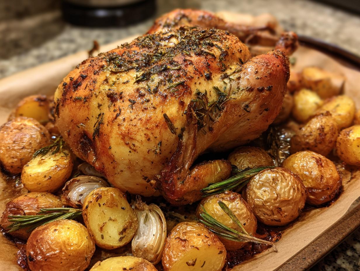 Garlic Butter Roast Chicken with Crispy Potatoes - detail 2