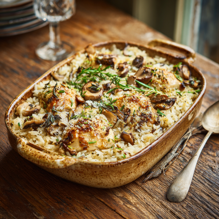 Creamy Mushroom Chicken and Rice – The Ultimate Comfort Bake