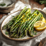Roasted lemon herb asparagus with lemon and herbs