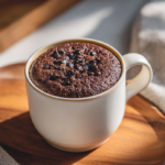 Microwave brownies in a mug with ice cream topping