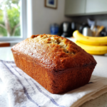 Banana bread on clean kitchen counter with natural light