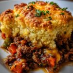 Cheddar Bay Ground Beef Cobbler is a hearty casserole recipe with a creamy and cheesy ground b… | Ground beef casserole recipes, Beef dinner, Beef casserole recipes