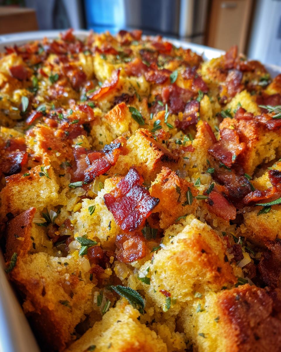 Corn Bread Stuffing with Bacon and Sage from The Food Charlatan. - detail 1