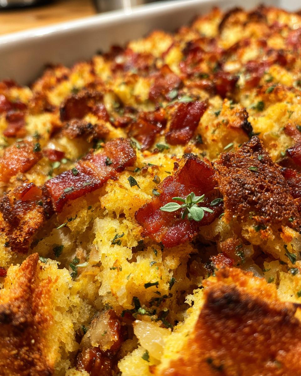 Corn Bread Stuffing with Bacon and Sage from The Food Charlatan. - detail 2