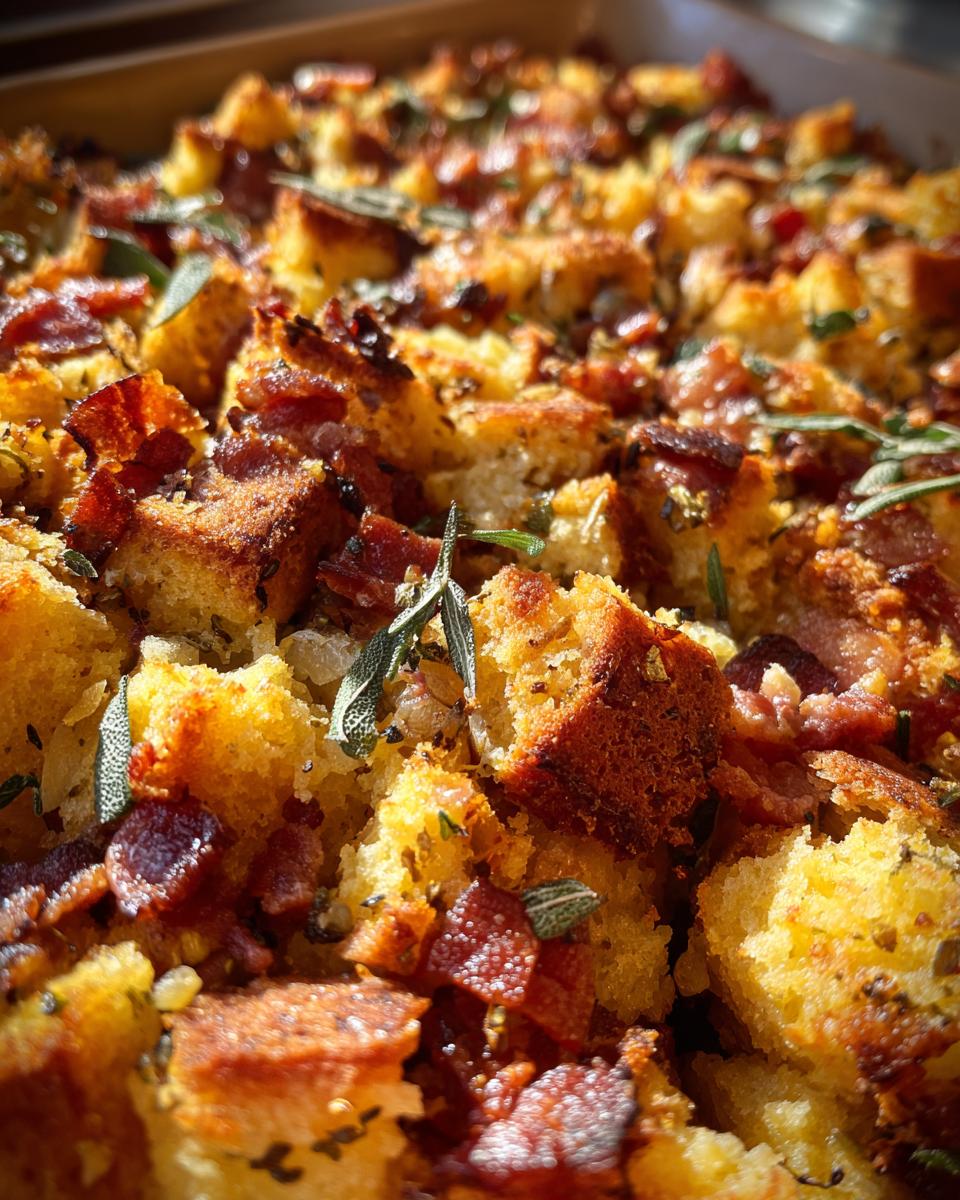 Corn Bread Stuffing with Bacon and Sage from The Food Charlatan. - detail 3