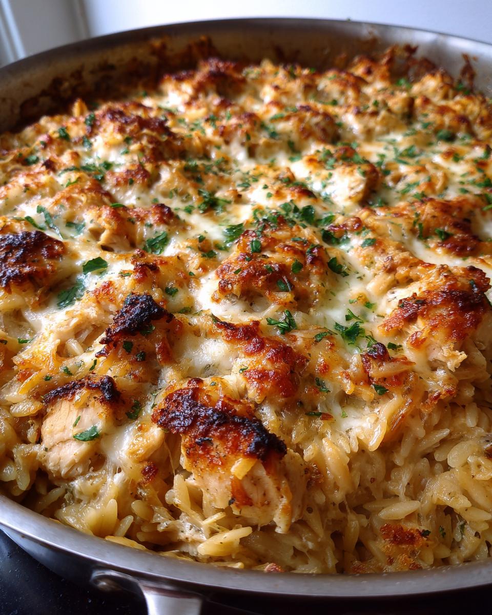 French Onion Chicken Orzo Casserole - detail 2