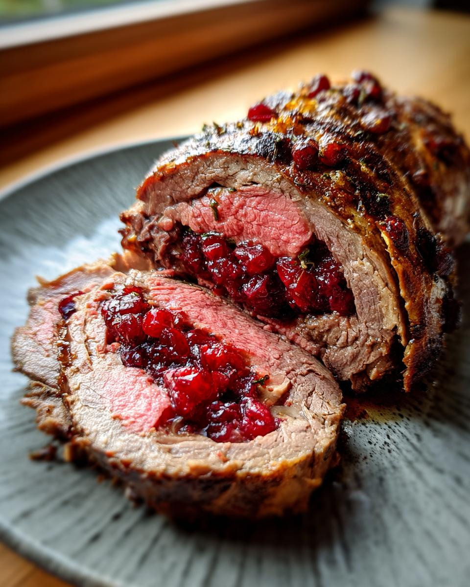 Stuffed beef Loin with Cranberry Chutney - detail 1