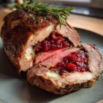 Stuffed beef Loin with Cranberry Chutney