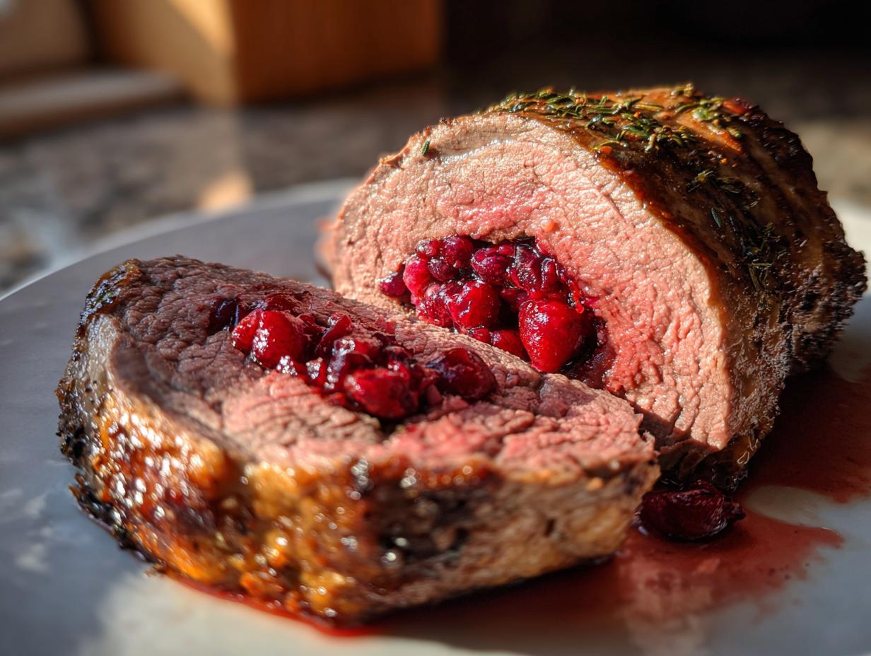 Stuffed beef Loin with Cranberry Chutney - detail 3