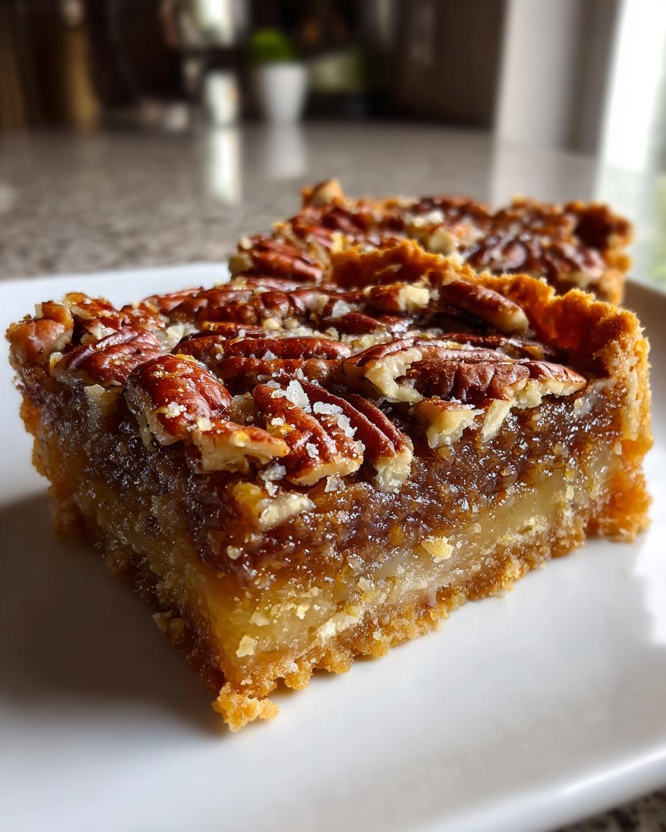 Tasty Pecan Pie Bars With Pie Crust - detail 2