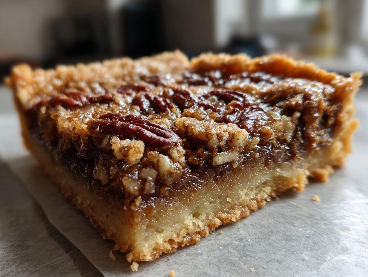 Tasty Pecan Pie Bars With Pie Crust - detail 3