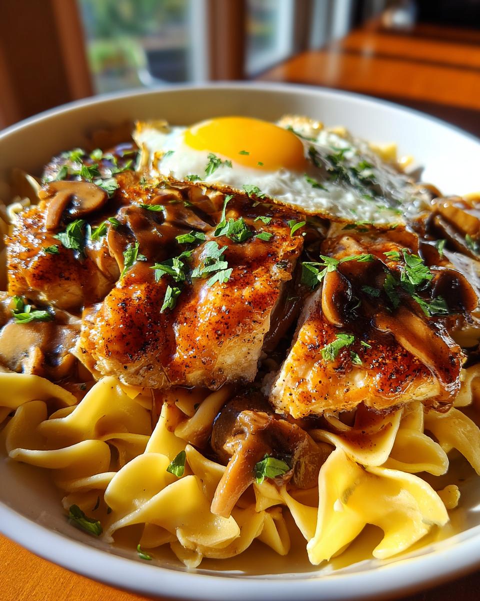 Chicken Marsala with Buttered Egg Noodles - detail 2