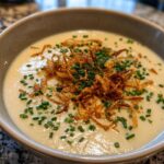 Creamy Potato Soup with Gold Toppings (Winter Favorite)