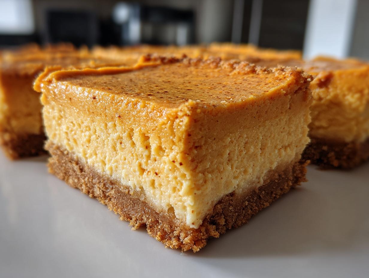 Creamy Pumpkin Cheesecake Bars - detail 2