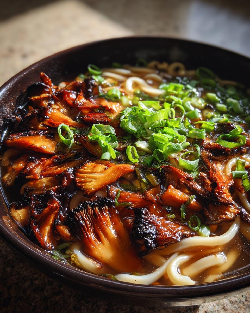 Miso Udon Noodle Soup with Teriyaki Mushrooms - detail 1