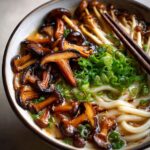 Miso Udon Noodle Soup with Teriyaki Mushrooms
