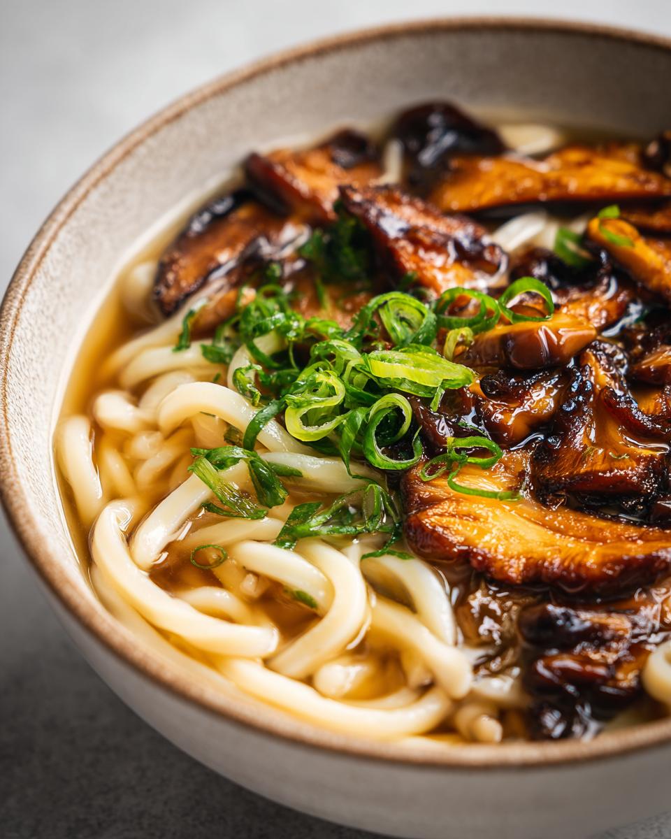Miso Udon Noodle Soup with Teriyaki Mushrooms - detail 2