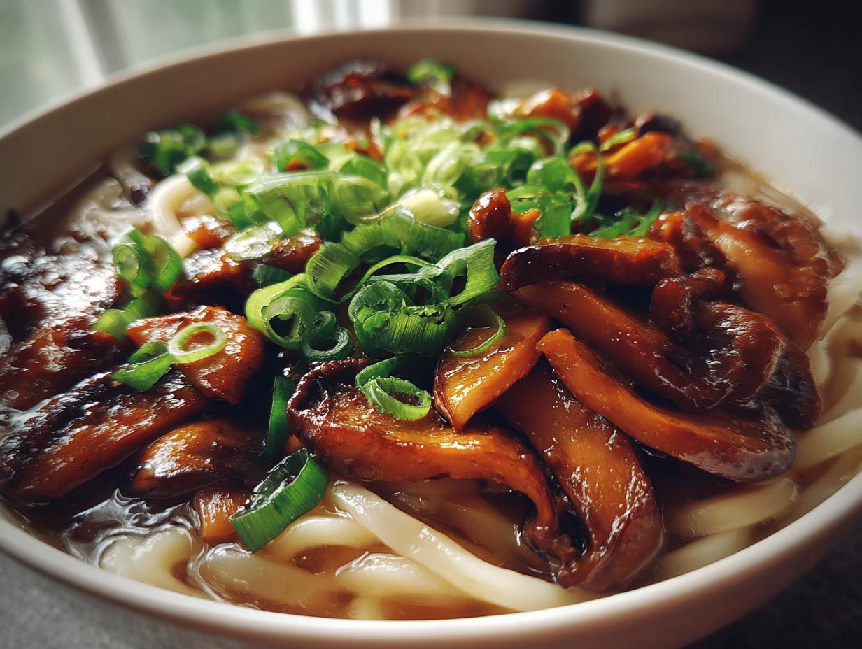 Miso Udon Noodle Soup with Teriyaki Mushrooms - detail 3