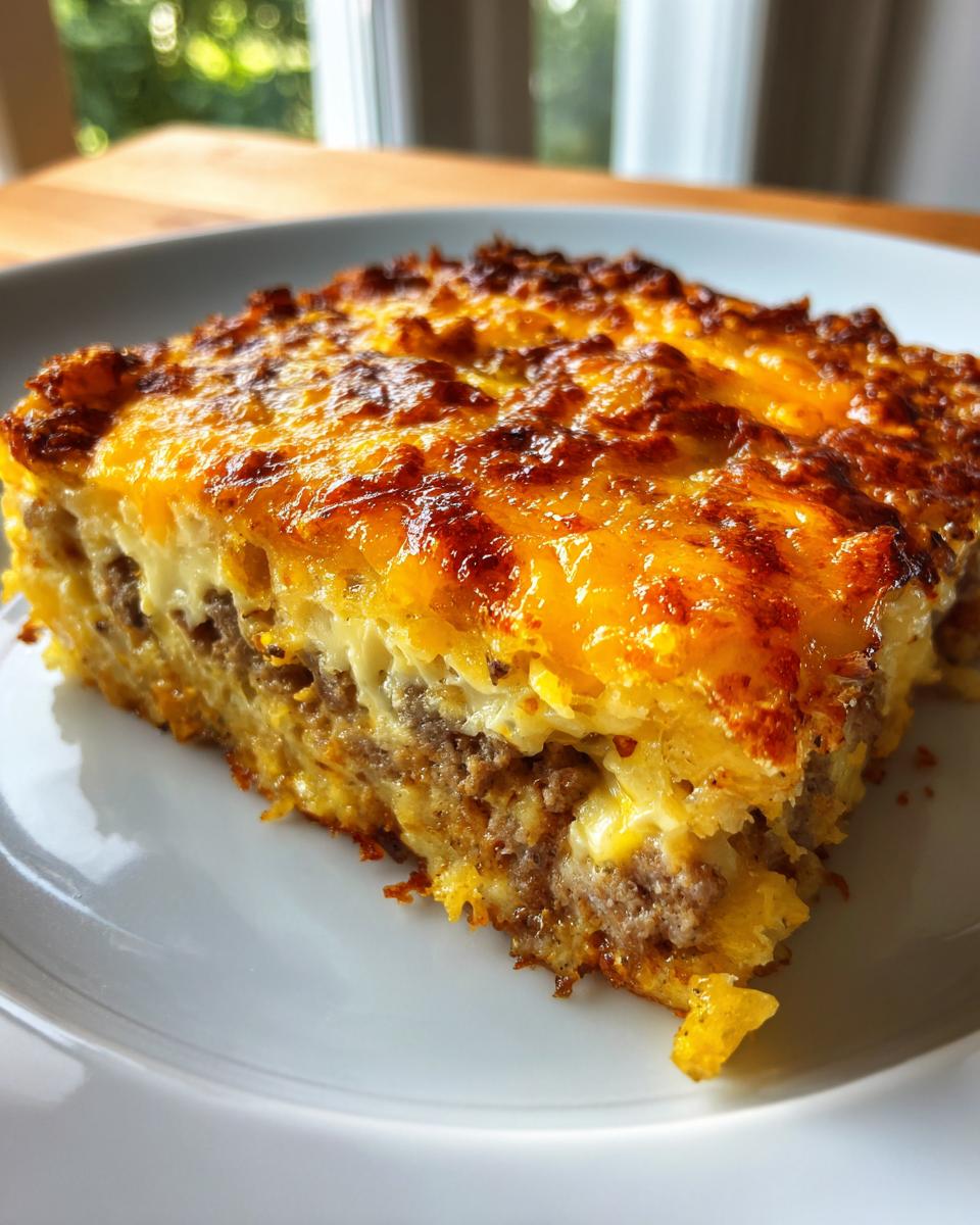 Overnight Cheesy Sausage and Hashbrown Breakfast Casserole Recipe - detail 1