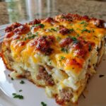 Overnight Cheesy Sausage and Hashbrown Breakfast Casserole Recipe