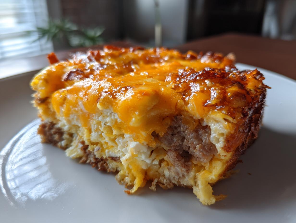 Overnight Cheesy Sausage and Hashbrown Breakfast Casserole Recipe - detail 2
