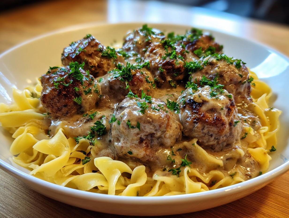 Swedish Meatballs with Buttered Noodles - detail 2