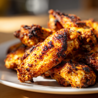 Crispy air fryer chicken wings with golden seasoning.