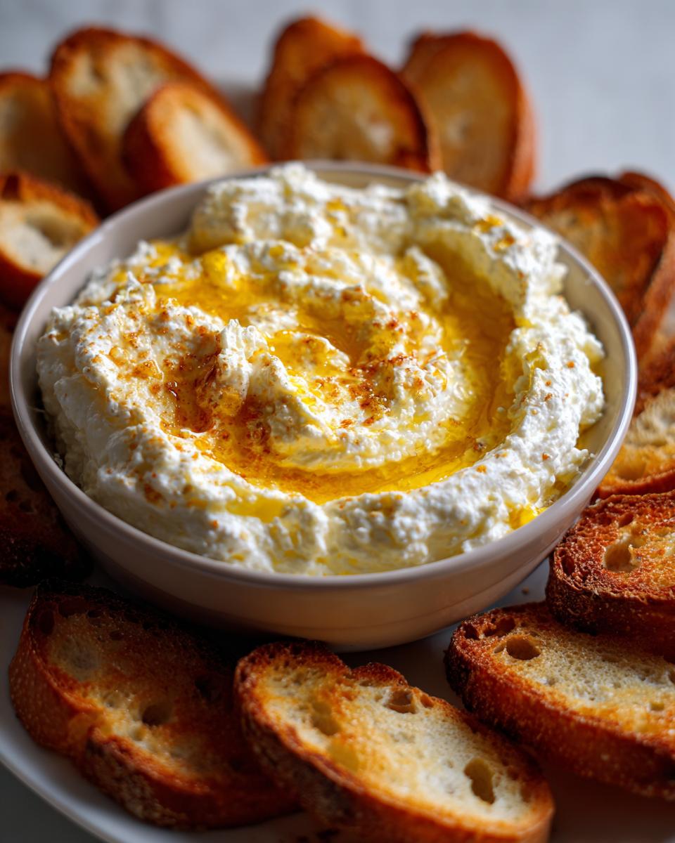Hot Honey Ricotta Dip with Crostini - detail 1