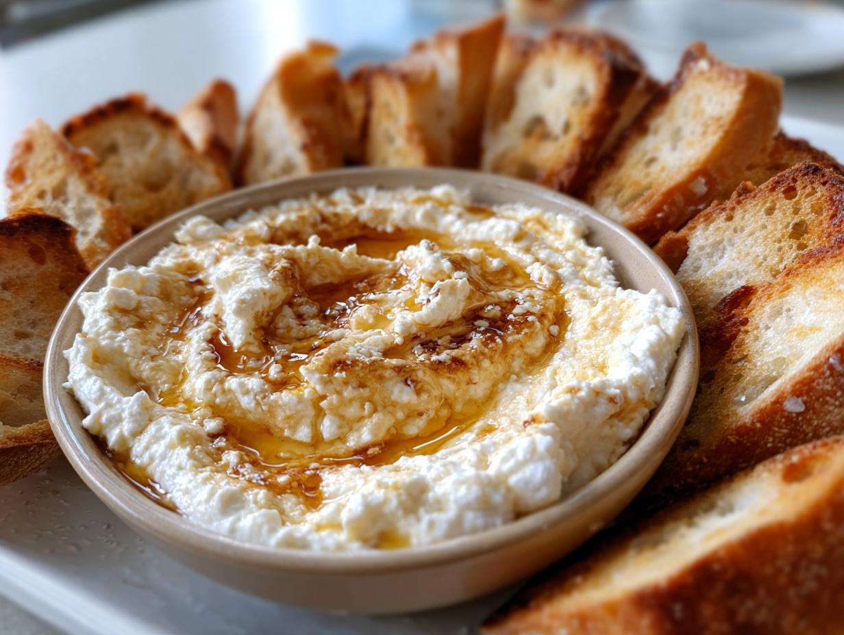 Hot Honey Ricotta Dip with Crostini - detail 2