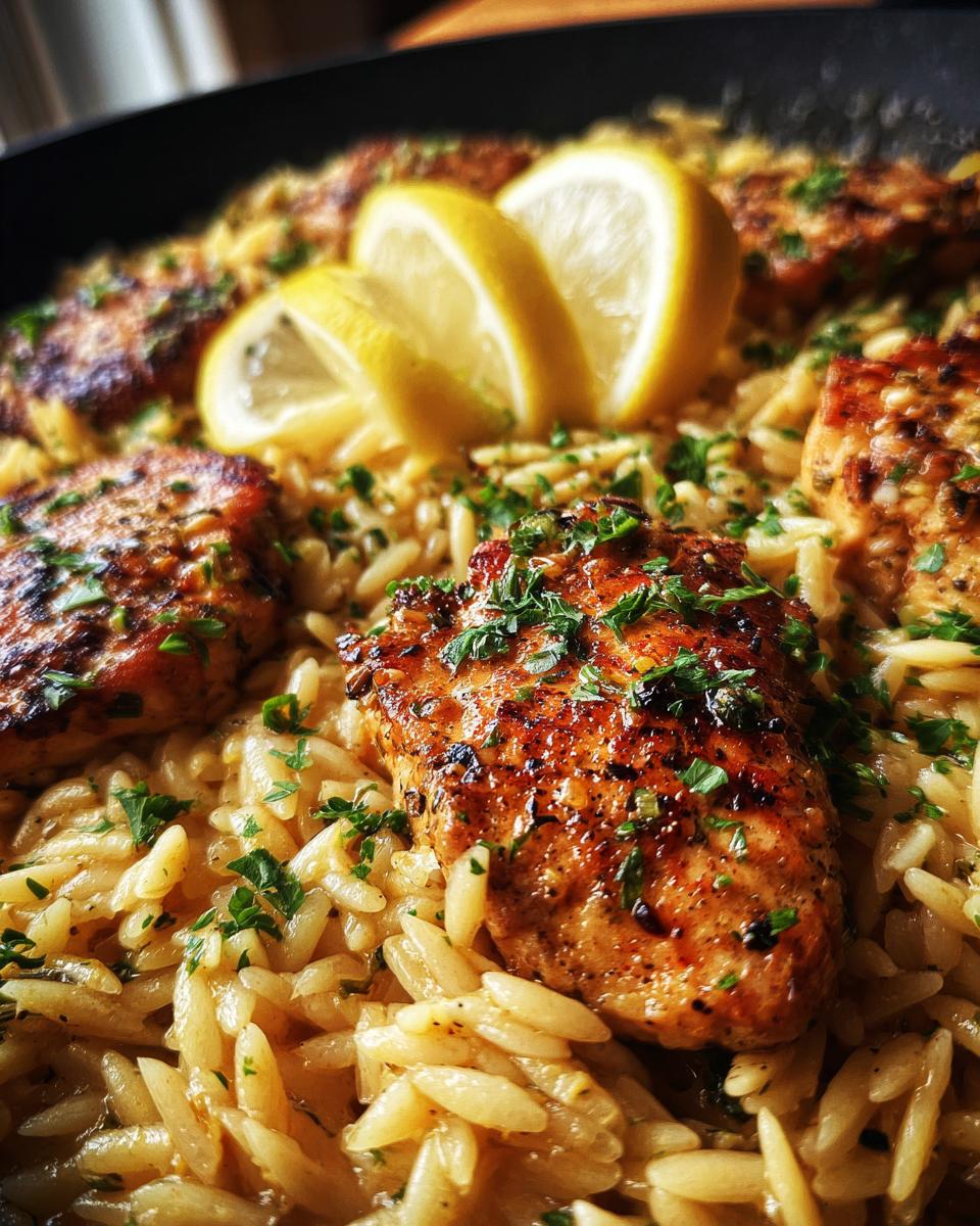 Lemon Garlic Chicken Orzo Skillet - detail 1