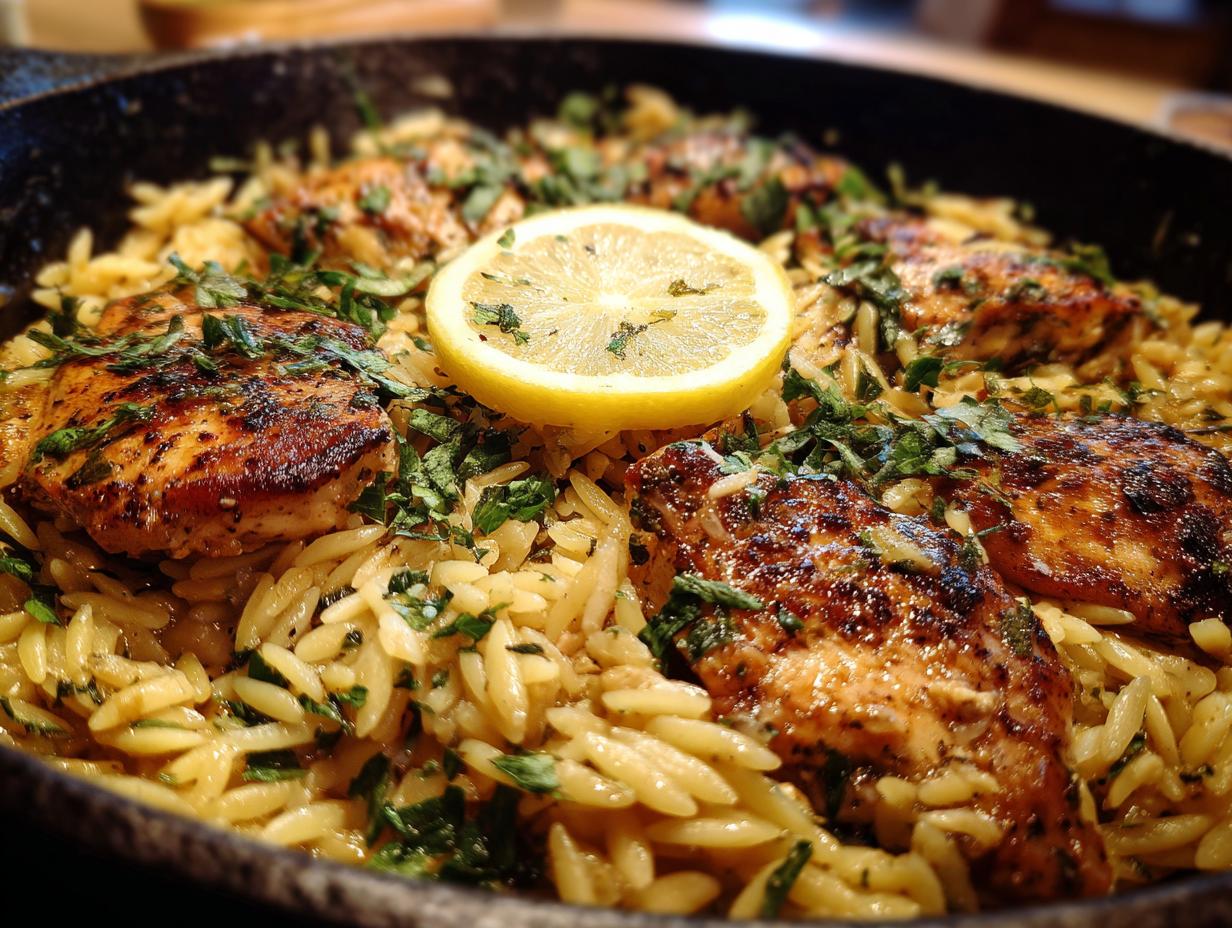 Lemon Garlic Chicken Orzo Skillet - detail 2