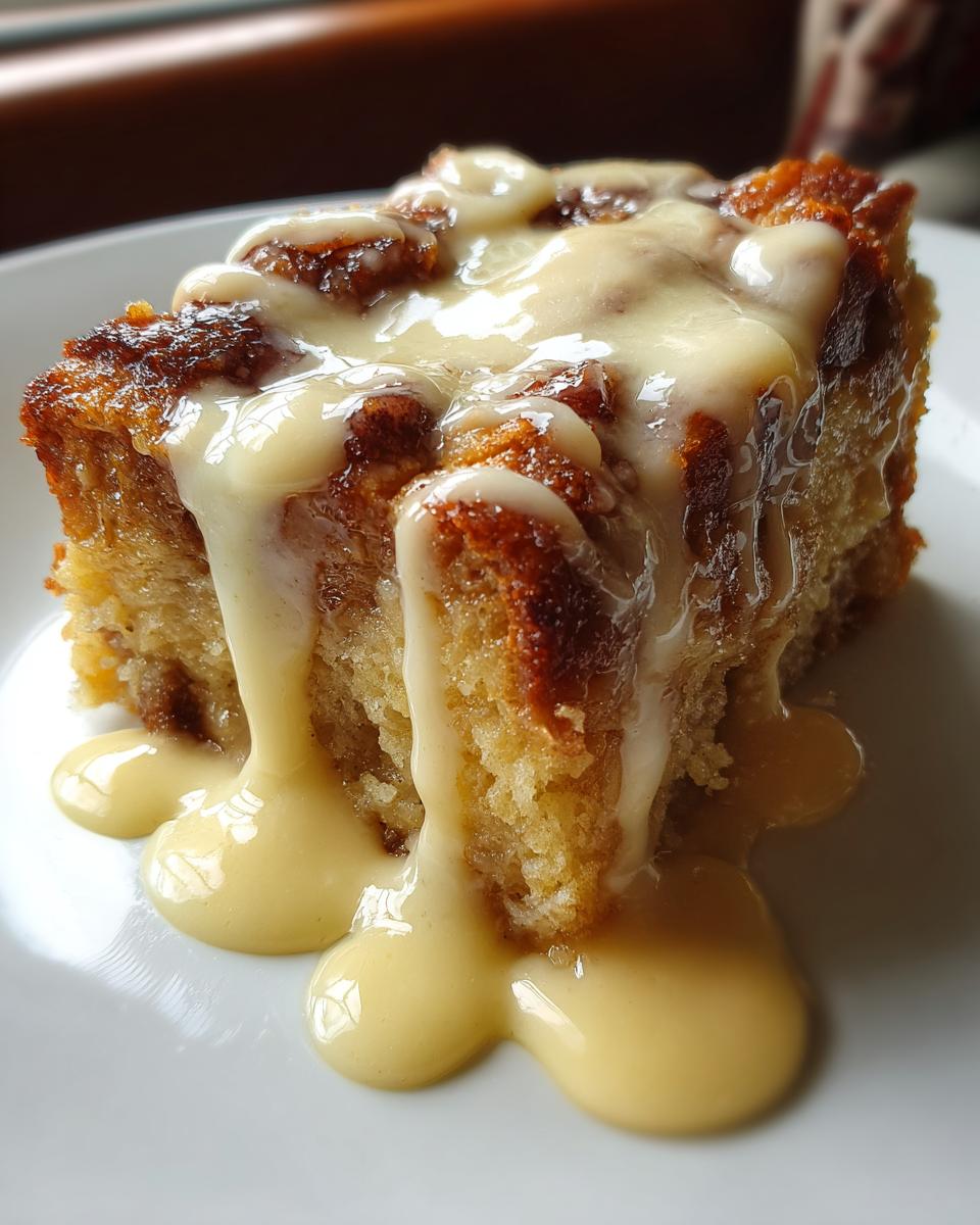 Old-Fashioned Bread Pudding with Vanilla Sauce - detail 1
