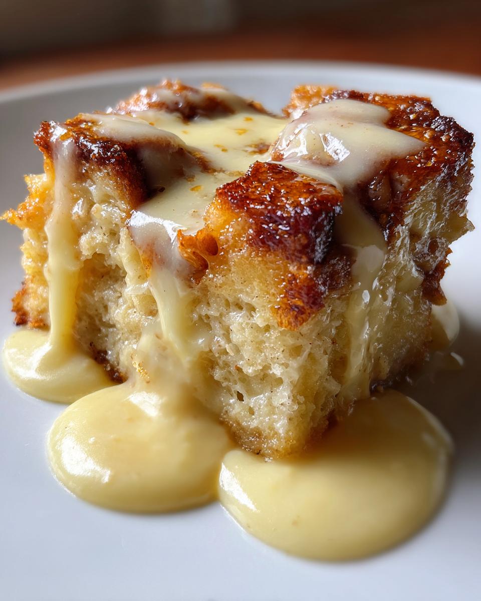 Old-Fashioned Bread Pudding with Vanilla Sauce - detail 2