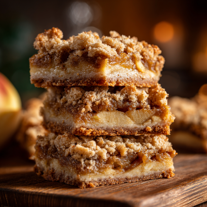 Apple cinnamon crumble bars with buttery crumb topping and soft spiced apple filling