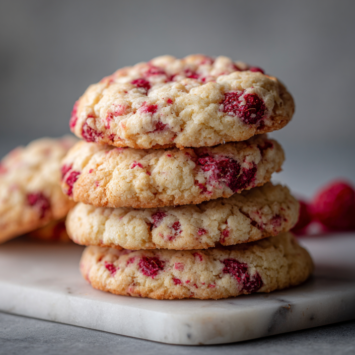 Soft lemon raspberry cookies with tender texture and sweet-tart raspberry pieces