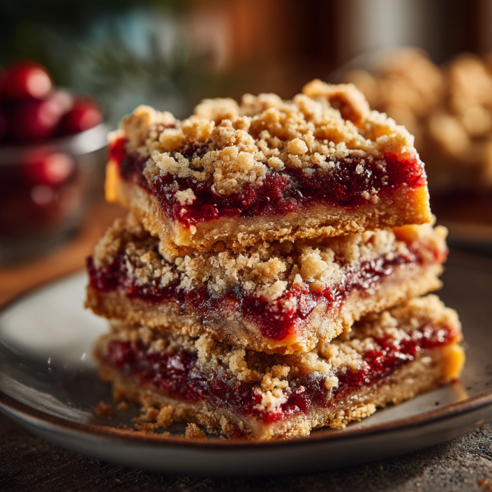 Cranberry orange fall bars with buttery crumb topping and vibrant cranberry filling