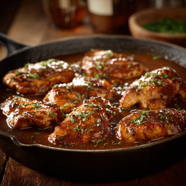 Chicken and gravy stovetop skillet family comfort food recipe