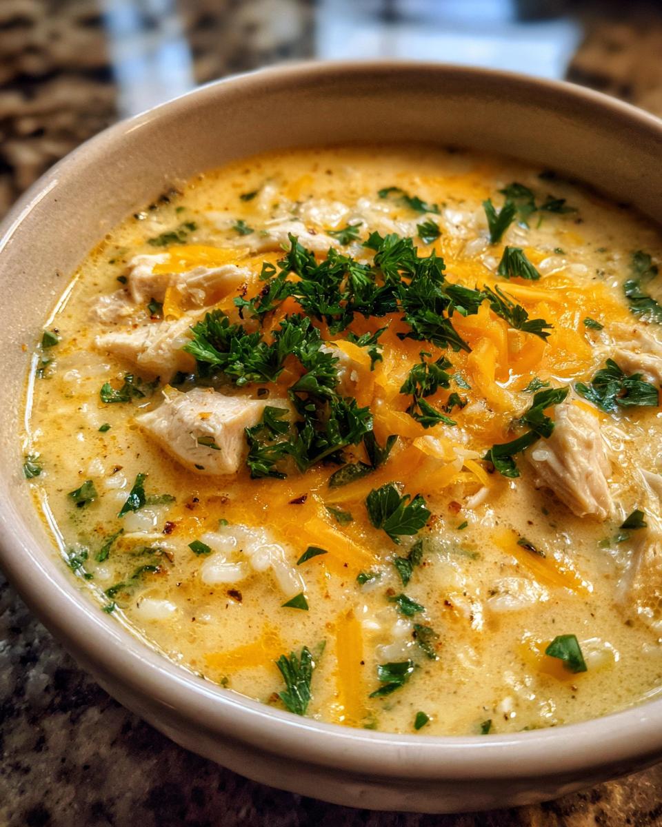 Cheesy Chicken & Rice Soup (One Pot Cozy Bowl) - detail 1