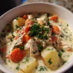 Creamy Garlic Chicken & Potato Soup (Stovetop)