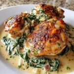 Creamy Spinach Chicken Thighs (Low Effort Dinner)