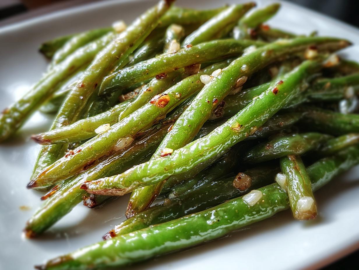 Crispy Sheet Pan Green Beans with Garlic & Olive Oil - detail 2