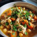 Crockpot Chicken and Chickpea Soup (Mediterranean Style)