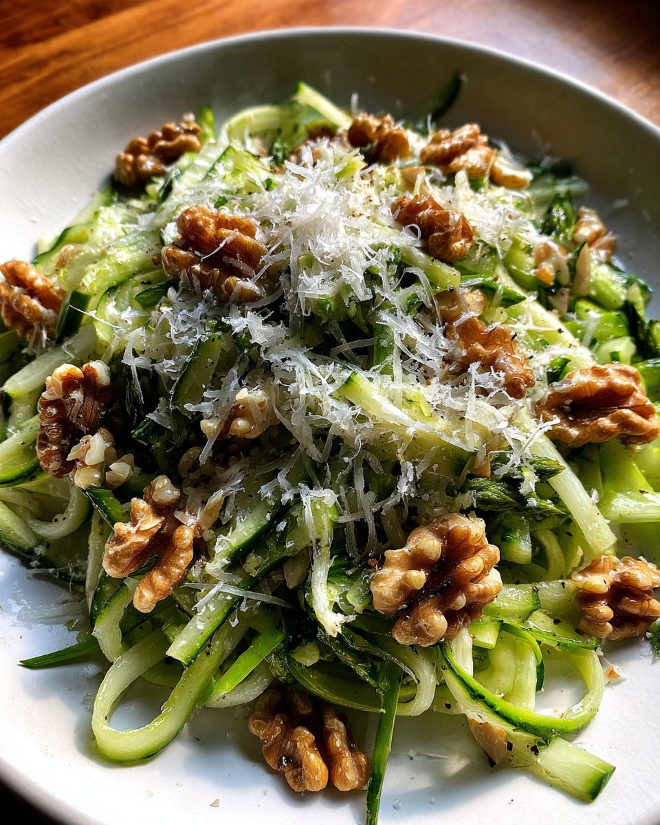 Raw Asparagus Salad with Walnuts & Parmesan - detail 1