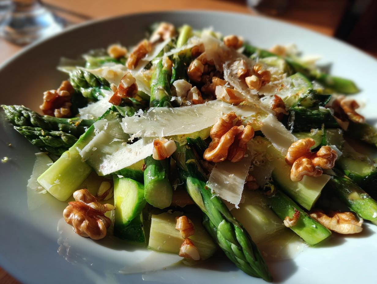 Raw Asparagus Salad with Walnuts & Parmesan - detail 2