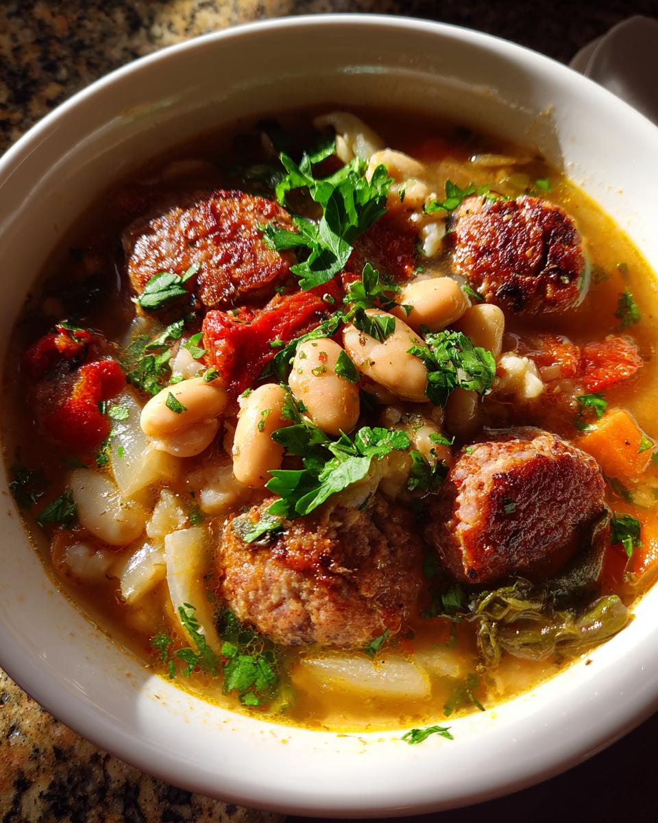 Rustic Italian White Bean & Sausage Soup - detail 2