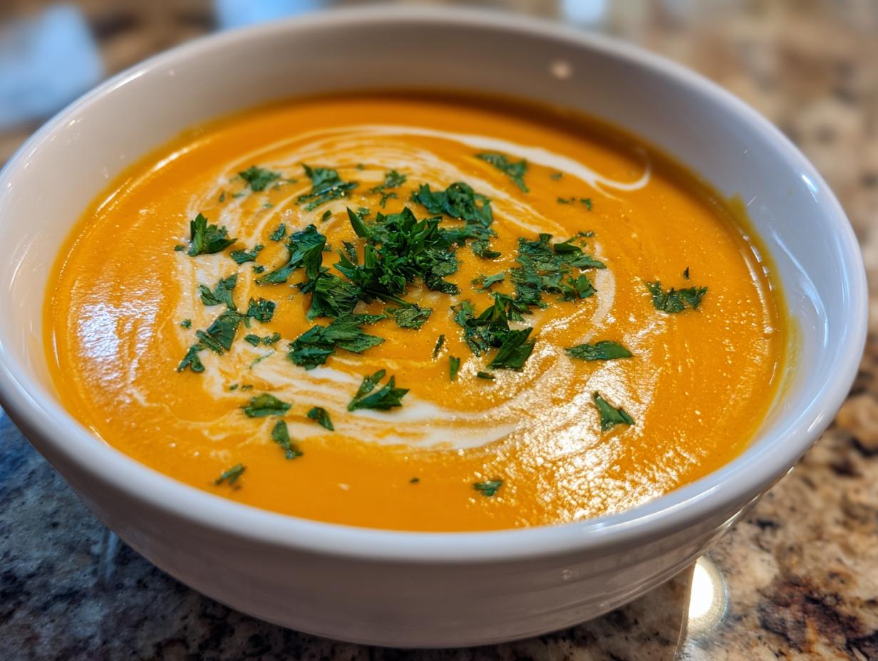 Simple Carrot Soup with Garlic & Cream - detail 2