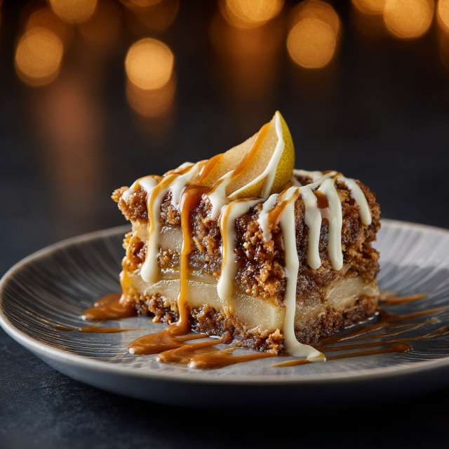 Caramel pear dump cake for cozy baking